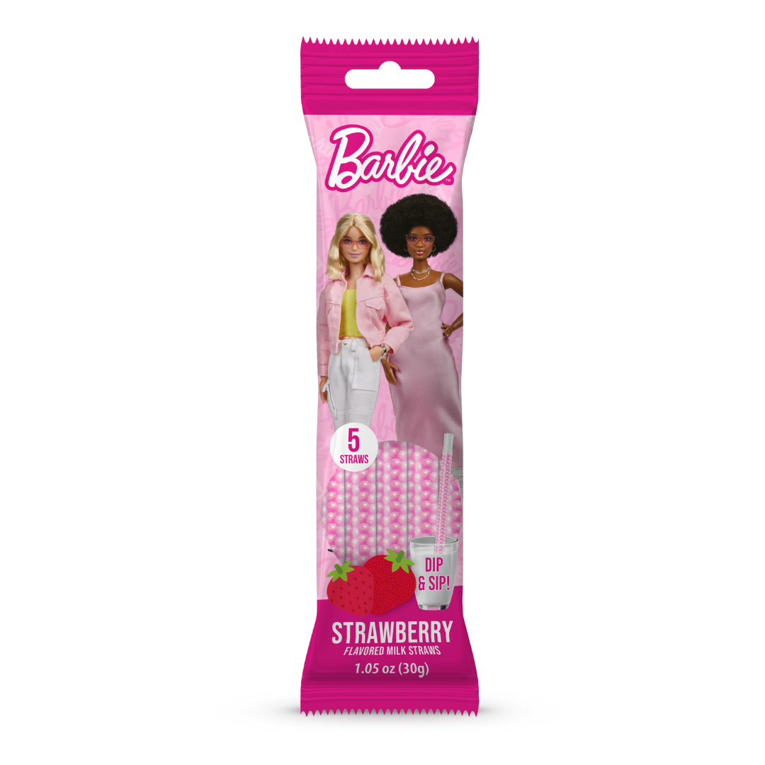 Barbie Dip & Sip Milk Straws Strawberry