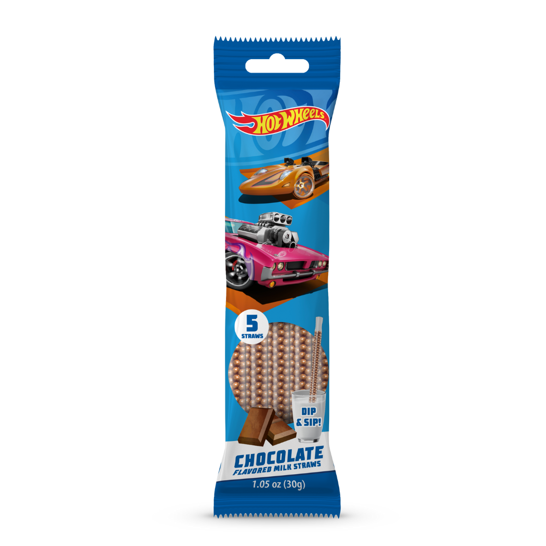 Hot Wheels Dip & Sip Milk Straws Chocolate