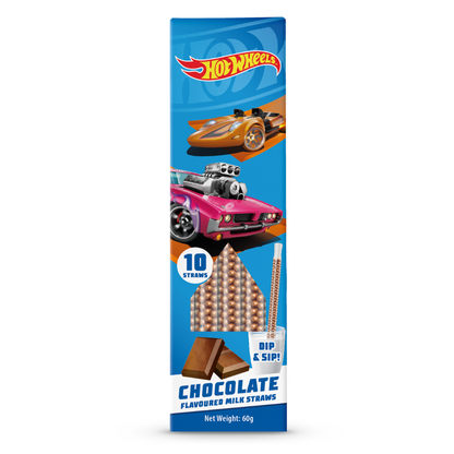 Hot Wheels Dip & Sip Milk Straws Chocolate